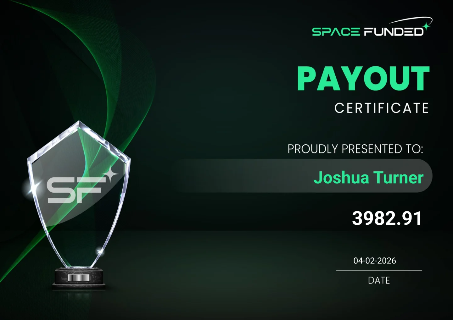 Payout certificate · Joshua Turner