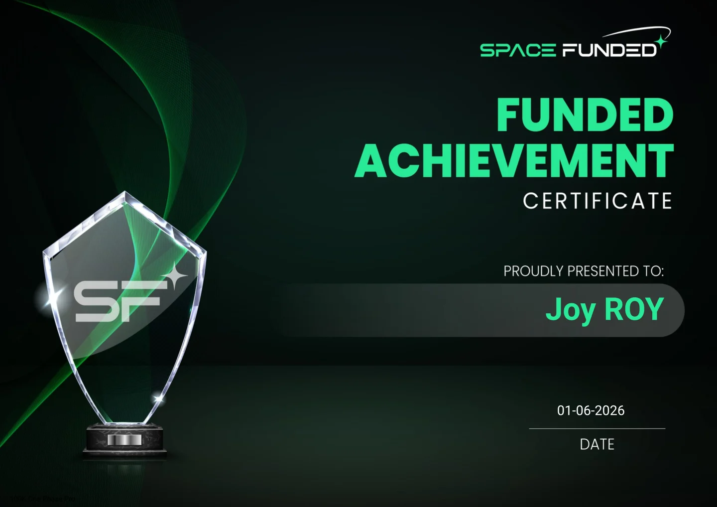 Certificado de challenge superado · Joy ROY