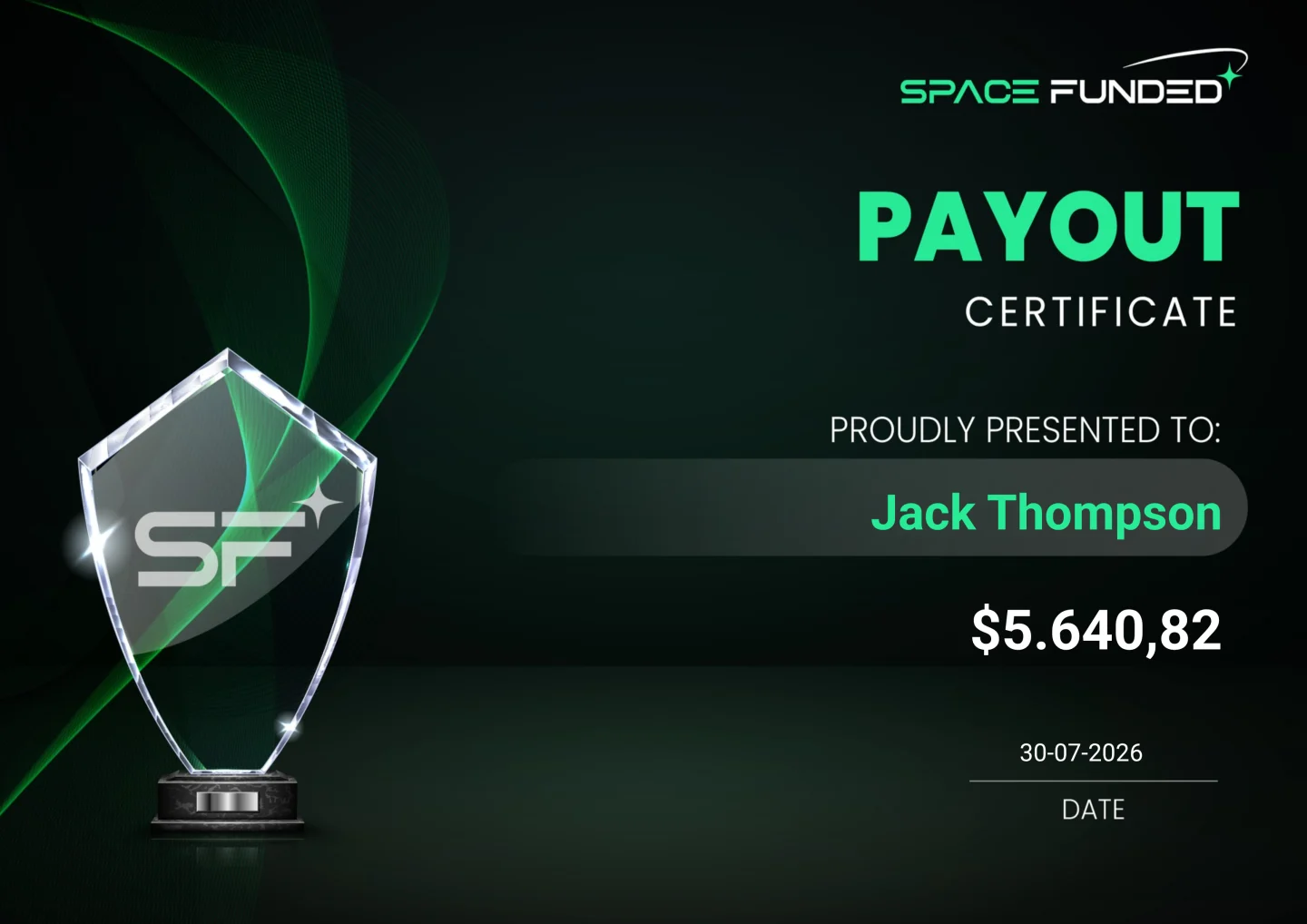 Payout certificate · Jack Thompson
