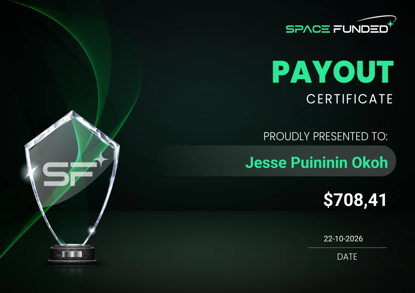 Certificado de retiro · Jesse Puininin  Okoh